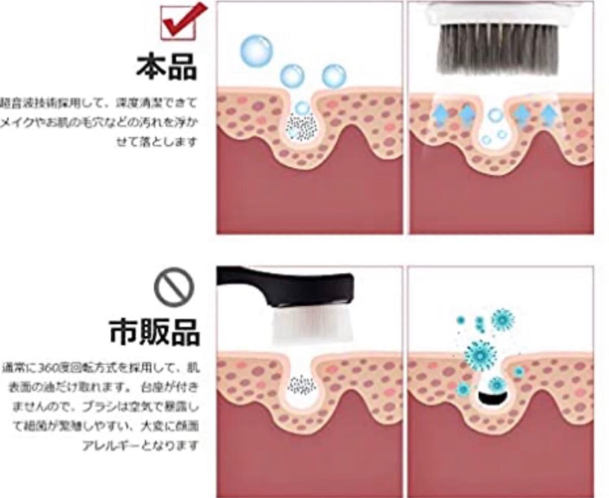 洗顔ブラシ 電動 クレンジングブラシフェイスブラシ洗顔器超音波3モード毛穴ケア 
