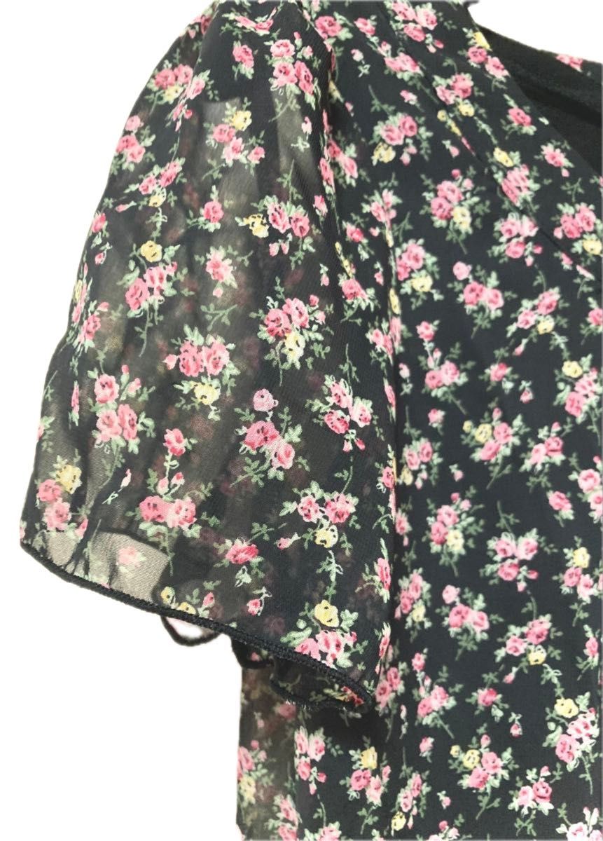 安心/国内発送♪【HOBBS】小花柄チュニックワンピース 小花柄チュニックワンピース 黒 小花プリント|Yahoo!フリマ(旧