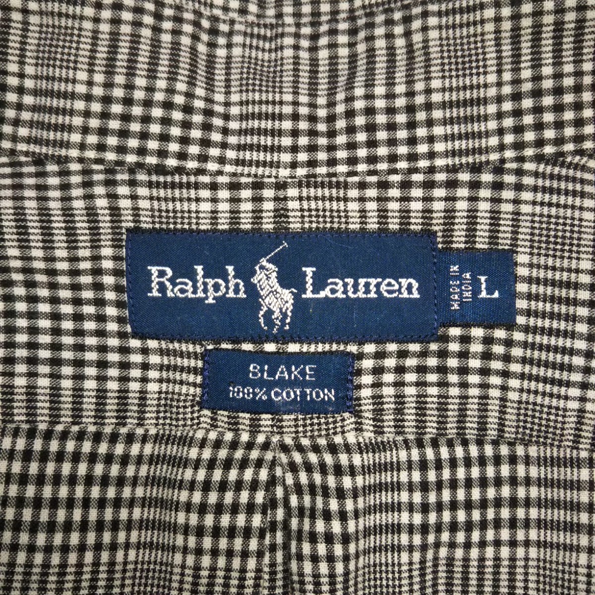 ラルフローレン☆ハーフボタンダウンシャツ 半袖 チェック柄 3XL 黒×白