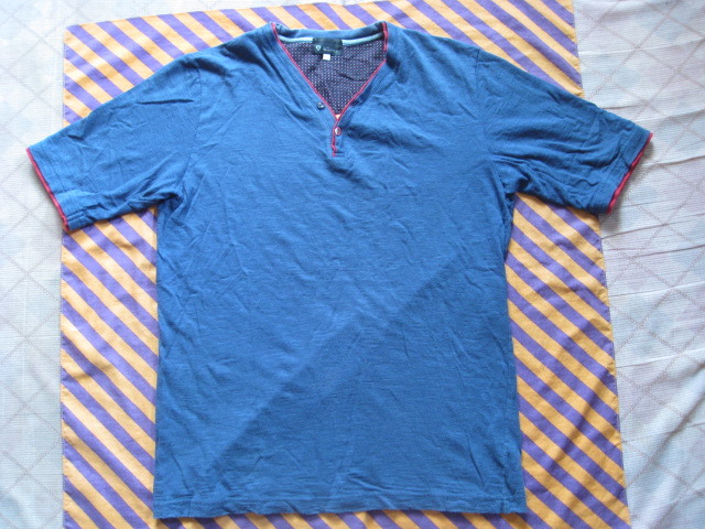 [ old clothes ]*TK MIXPICE Takeo Kikuchi casual shirt / V neck / red stitch XL domestic regular goods!