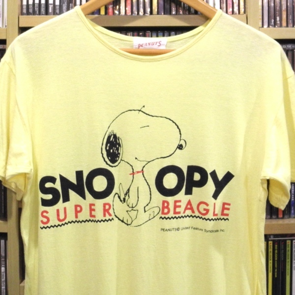 PEANUTS スヌーピー 日本企画 国内 80's ～ 90's オールド ビンテージ super beagle ロゴ ワンピース 黄色 M サイズ_画像3
