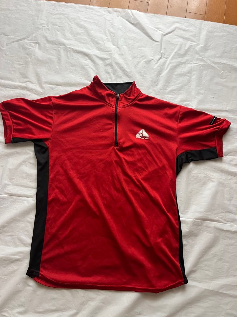 NIKE ACG 赤 ハーフジップ Tシャツ 半袖 NIKE ACG ハーフジップTシャツ Mサイズ|Yahoo!フリマ(旧PayPay