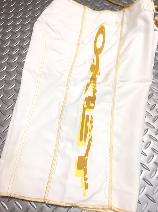 即決美品高級ヴィンテージ OAKLEY オークリー 32 サーフ パンツ 海パン ショーツ LL XL ビーチバレー WHITE LIGHT GOLD ロゴ 水着 ハーフ