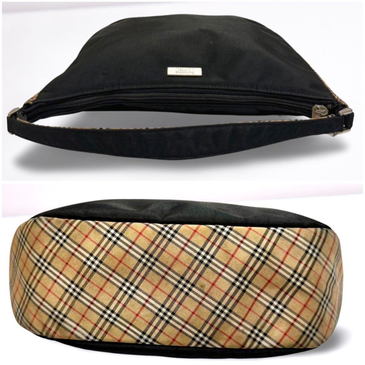 【良品】バーバリー メッセンジャーバッグ ショルダー 黒 ノバチェック ナイロン Burberry バーバリー ワンショルダー ショルダーバッグ ノバ