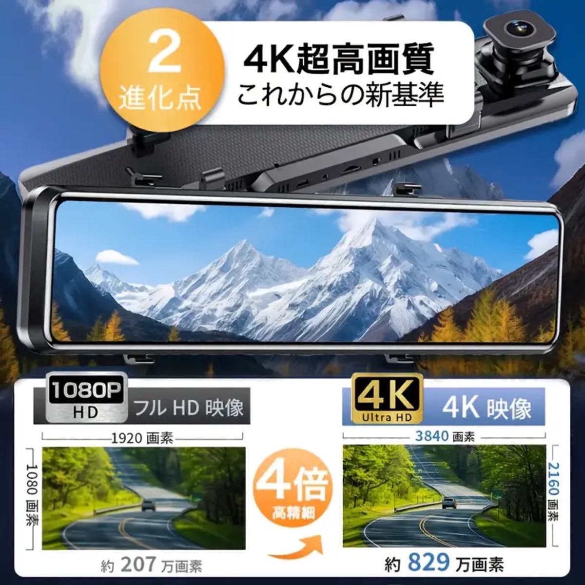 限定セール中 SDカード付き 日本語 4K フルサイズ液晶 ミラー型 ドラレコ 限定セール中 SDカード付き 日本語 4K フルサイズ液晶 ミラー型