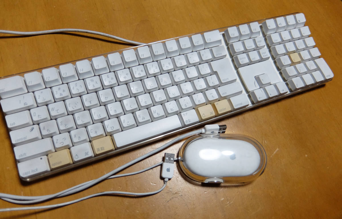 Macアップル純正スケルトンホワイトキーボード№A1048+マウス№5769_画像1