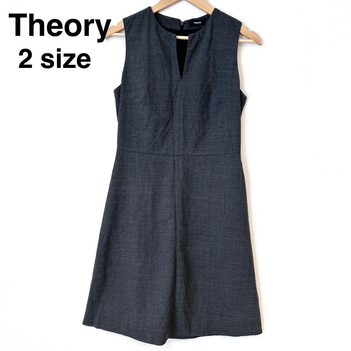 Theory セオリー ノースリーブ ワンピース 美品 美品】Theory セオリー ノースリーブワンピース グレー 2 現行