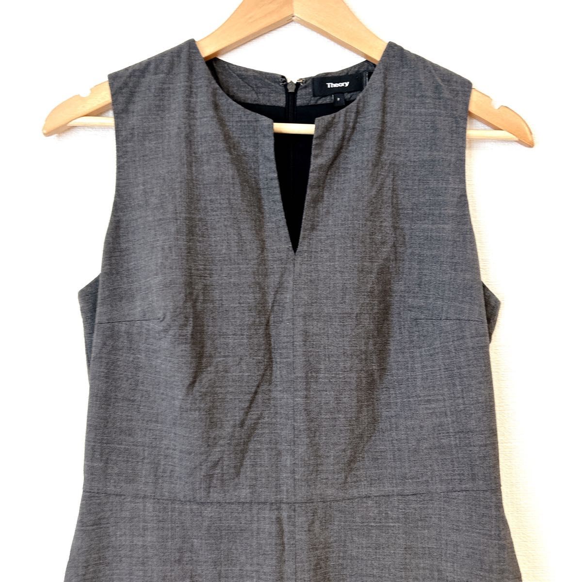 Theory セオリー ワンピース グレー S 0138225J0055 美品】Theory セオリー ノースリーブワンピース グレー 2 現行
