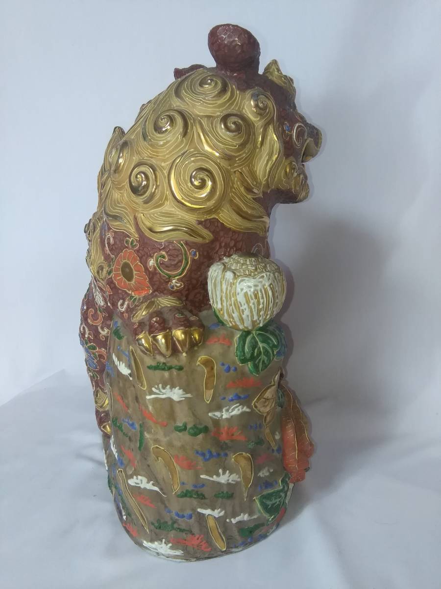 明治時代の九谷焼 獅子 金彩 ☆ 狛犬 縁起物 魔除け 置物 明治時代の九谷焼 獅子 金彩 ☆ 狛犬 縁起物 魔除け 置物
