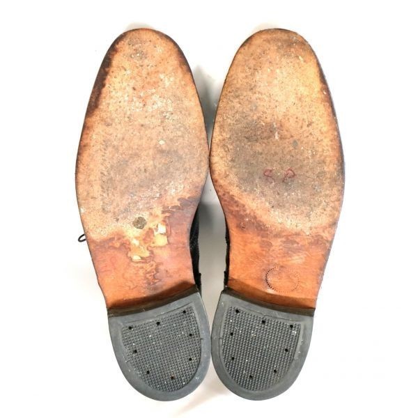 70s FREEMAN レザーシューズ レザーソール ウィングチップ パイピング 革靴 ブラック ( 9 E ) 中古 古靴 USA古着卸 ZZ4407_画像5