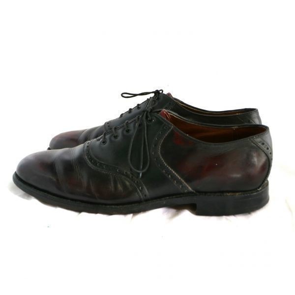 USA製 Johnston & Murphy ARISTOCRAFT ジョンストンマーフィー レザーサドルシューズ 革靴 バーガンディ（US 10 1/2 D）中古 古靴 Z3954_画像3