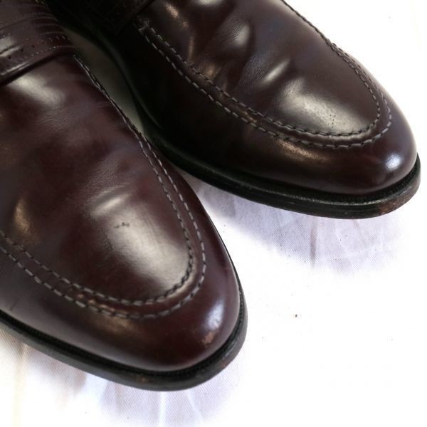 USA製 ALLEN EDMONDS アレンエドモンズ レザーローファー レザーソール 革靴 バーガンディ（US 10 1/2 C）大きいサイズ 中古 古靴 Z3915_画像8