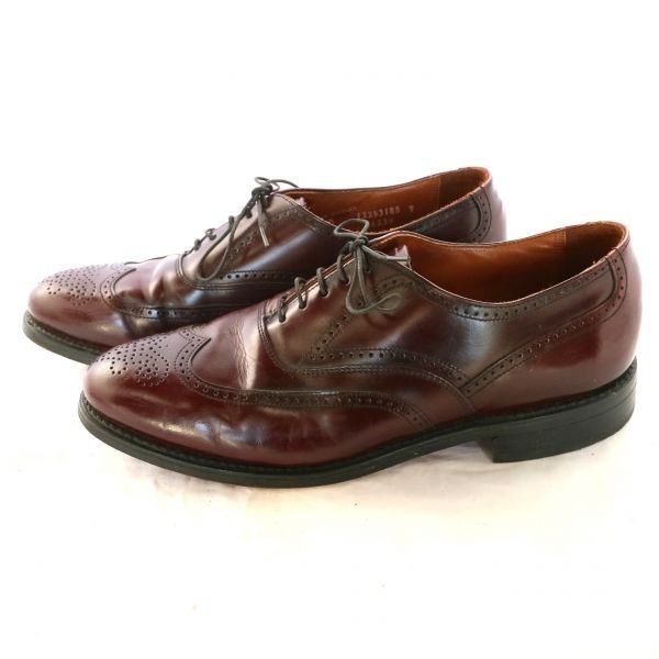 USA製 BOSTONIAN ボストニアン ウィングチップ レザーシューズ レザーソール 内羽根式 革靴 バーガンディ（US 9 D） 中古 古靴 Z4084_画像4
