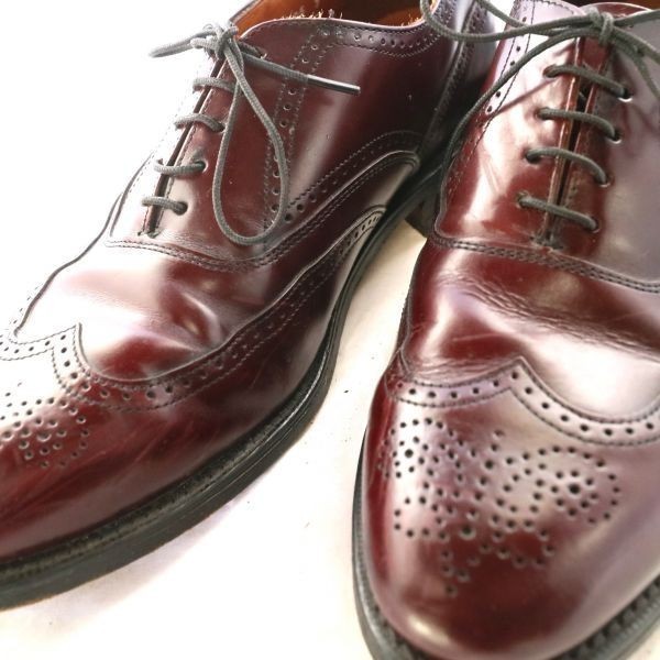 USA製 BOSTONIAN ボストニアン ウィングチップ レザーシューズ レザーソール 内羽根式 革靴 バーガンディ（US 9 D） 中古 古靴 Z4084_画像6