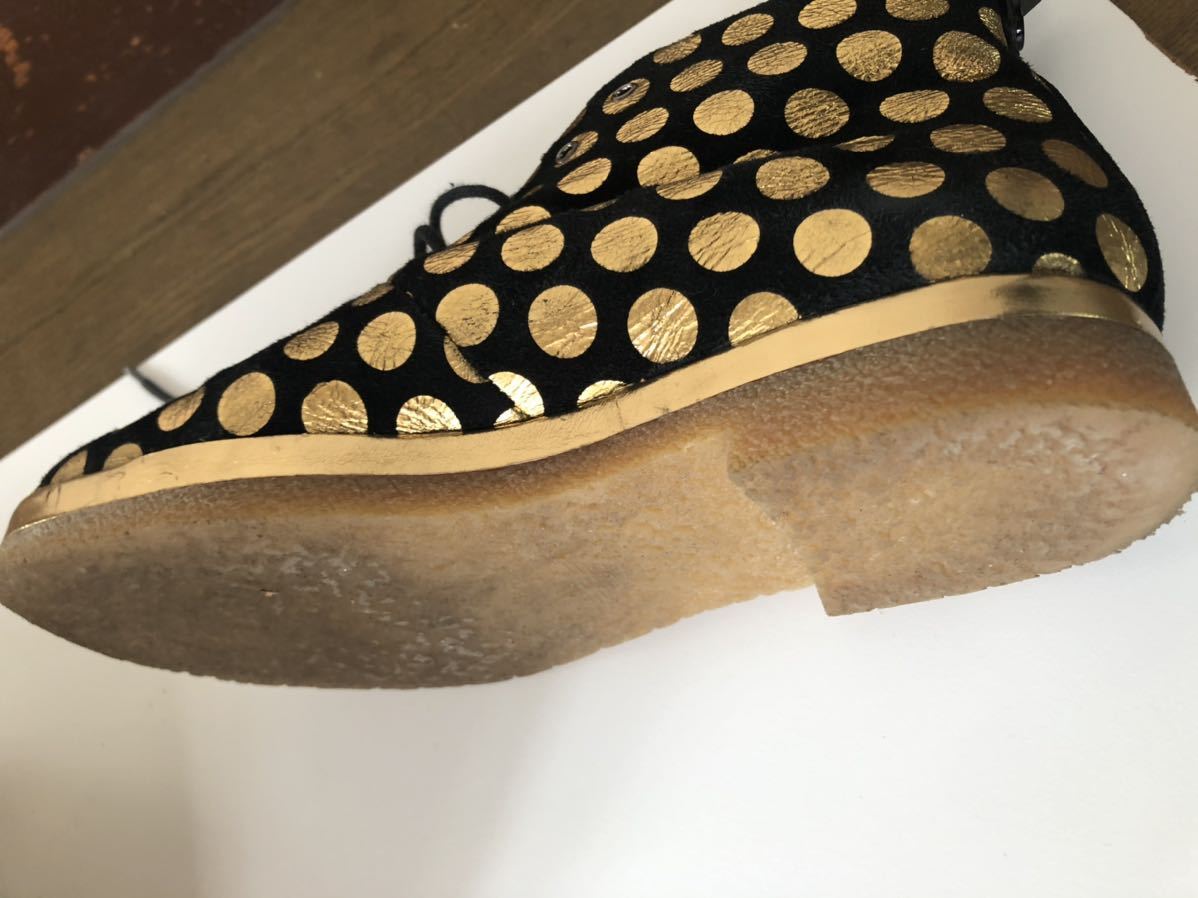 Emporio Armani Black Gold Spot Leather Ankle Boots ブラックゴールドスポットレザーアンクルブーツ サイズ37_画像6