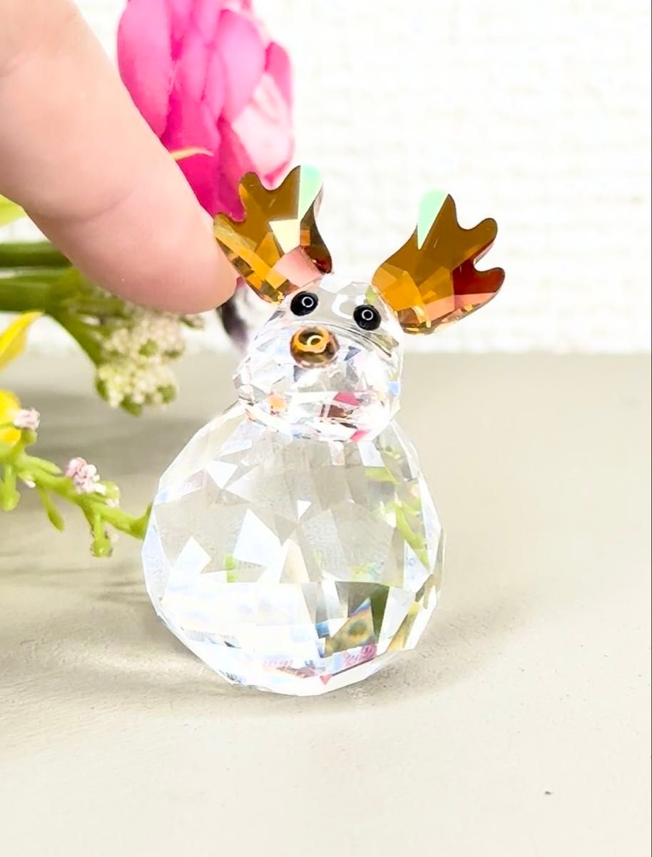 超美品★ SWAROVSKI スワロフスキー ロッキング トナカイ クリスタル ミニオブジェ 置物 クリスマス インテリア