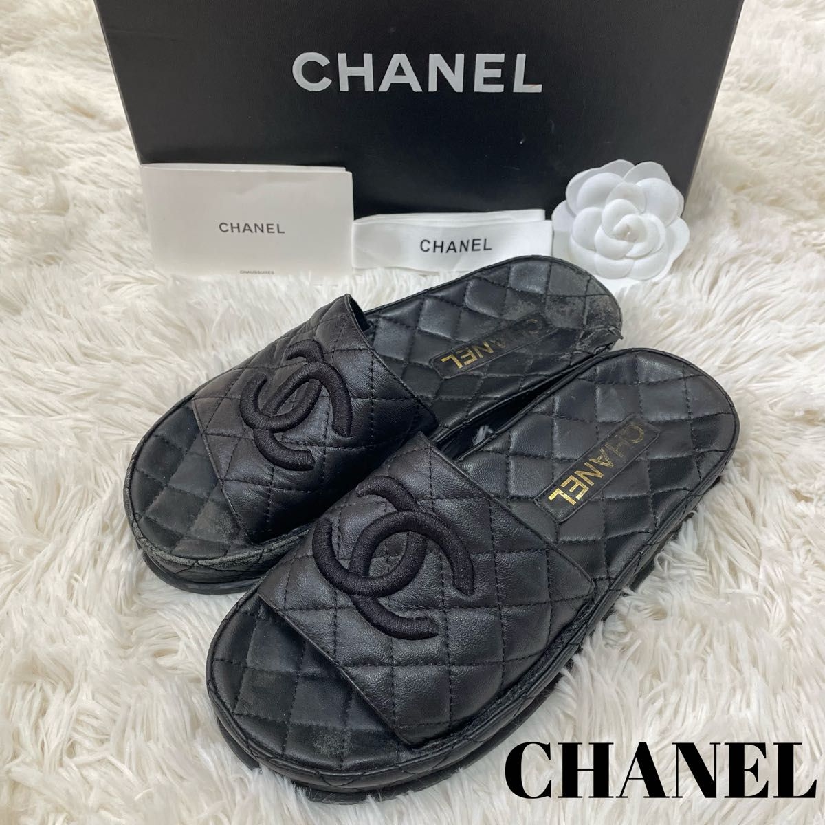 【希少★入手困難品】★CHANEL★ダッドサンダル★ダブルCCマーク 希少 シャネル ココマーク マトラッセ サンダル 黒 37 23cm