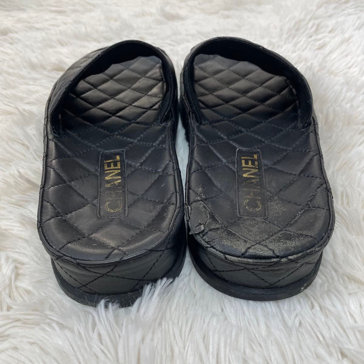 【希少♡】CHANEL マトラッセサンダル 希少 シャネル ココマーク マトラッセ サンダル 黒 37 23cm