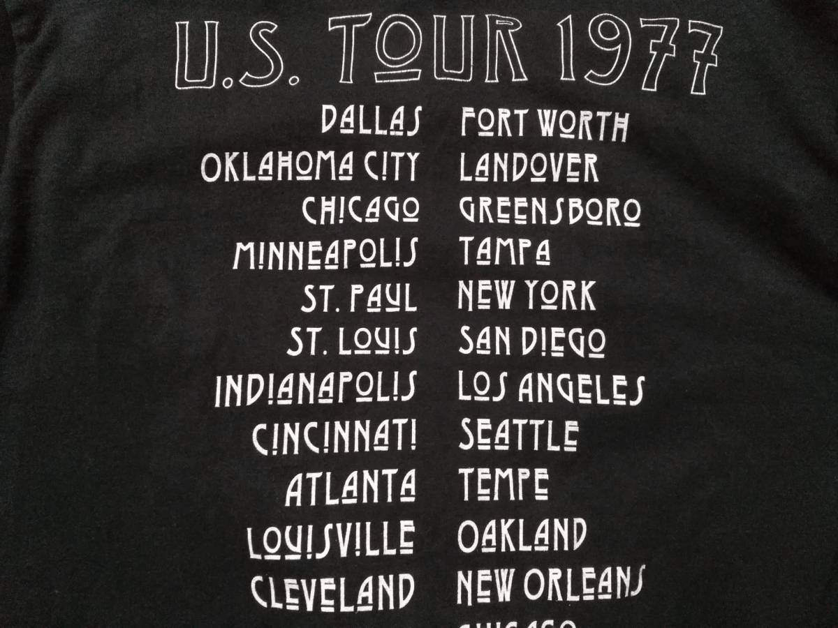 レッドツェッペリン LED ZEPPELIN ボタン留め式 ロンT 黒 S 1977 USツアー U.S.TOUR メンズ シャツ ロックバンド Led Zep バンドT
