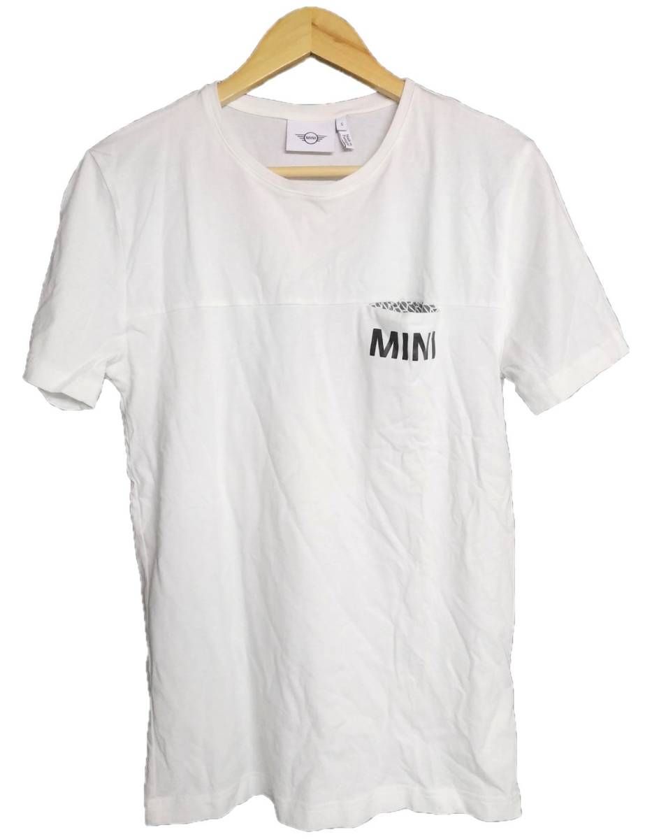 MINI ミニ オフィシャル S 白 ホワイト Tシャツ ポルトガル製 胸ポケット付き 色変更 メンズ シャツ 自動車 カー_画像1