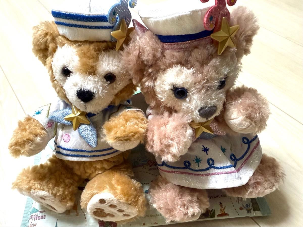 東京ディズニーシー☆ぬいぐるみチャーム☆ダッフィー、シェリーメイセット ダッフィーシェリーメイセット お出かけポージープラッシー タグ