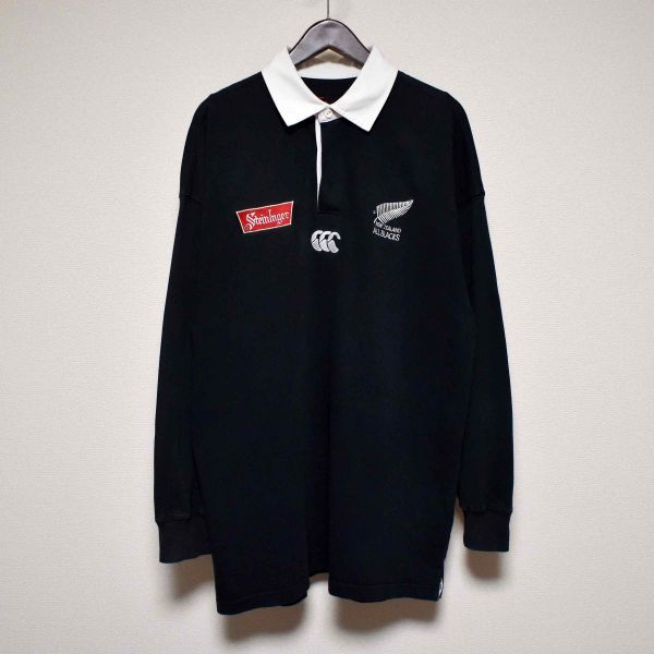 90s Canterbury ALL BLACKS 長袖 ラガーシャツ 黒 白 - ウェア 90s Canterbury ALL BLACKS 長袖 ラガーシャツ 黒 白 - ウェア