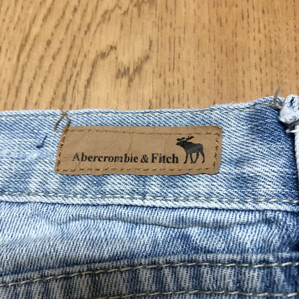 【Abercrombie&Fitch】アバクロンビー＆フィッチ / レディース 0 デニムパンツ クロップド丈 カットオフジーンズ ダメージ加工 古着 USED_画像9