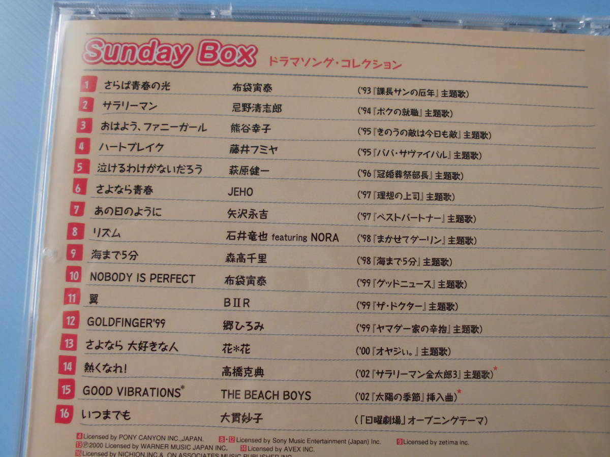 中古ＣＤ◎オムニバス　Ｓｕｎｄａｙ　Ｂｏｘ　ドラマソング　コレクション◎１６曲収録_画像3