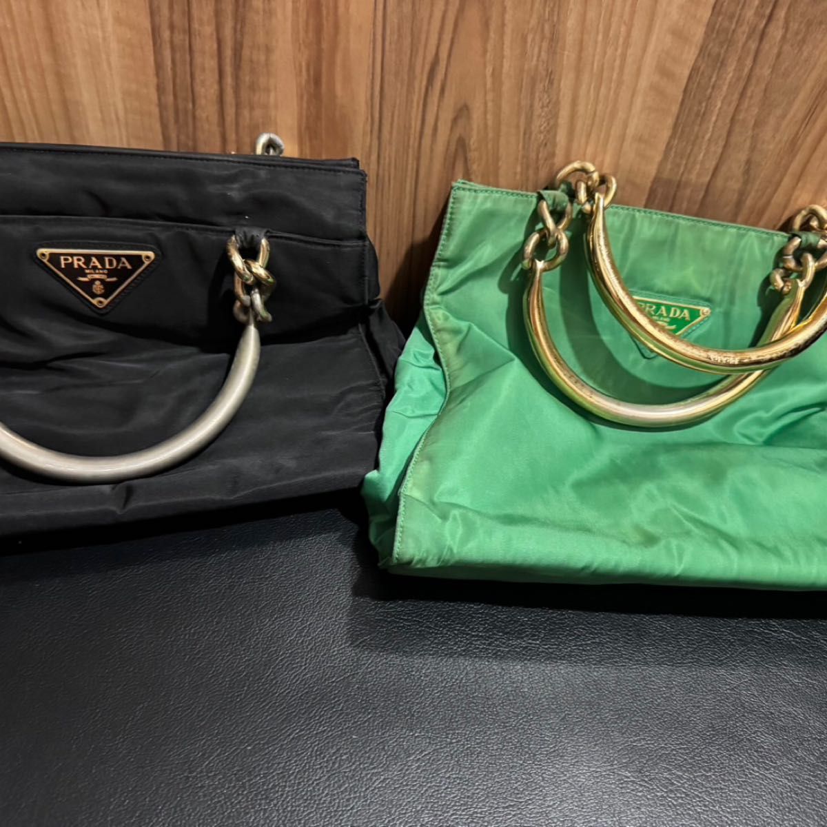 PRADA ナイロンバレッタ 三角ロゴプレート PRADA 三角ロゴプレート ナイロン ハンドバッグ 2点 プラダ