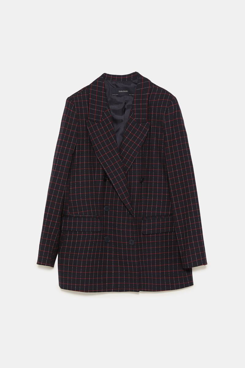 ZARA チェック柄フロントクロスブレザー ジャケット ザラ