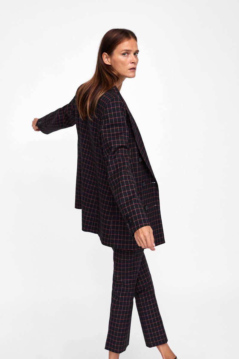 ZARA チェック柄フロントクロスブレザー ジャケット ザラ|Yahoo ZARA チェック柄フロントクロスブレザー ジャケット ザラ|Yahoo