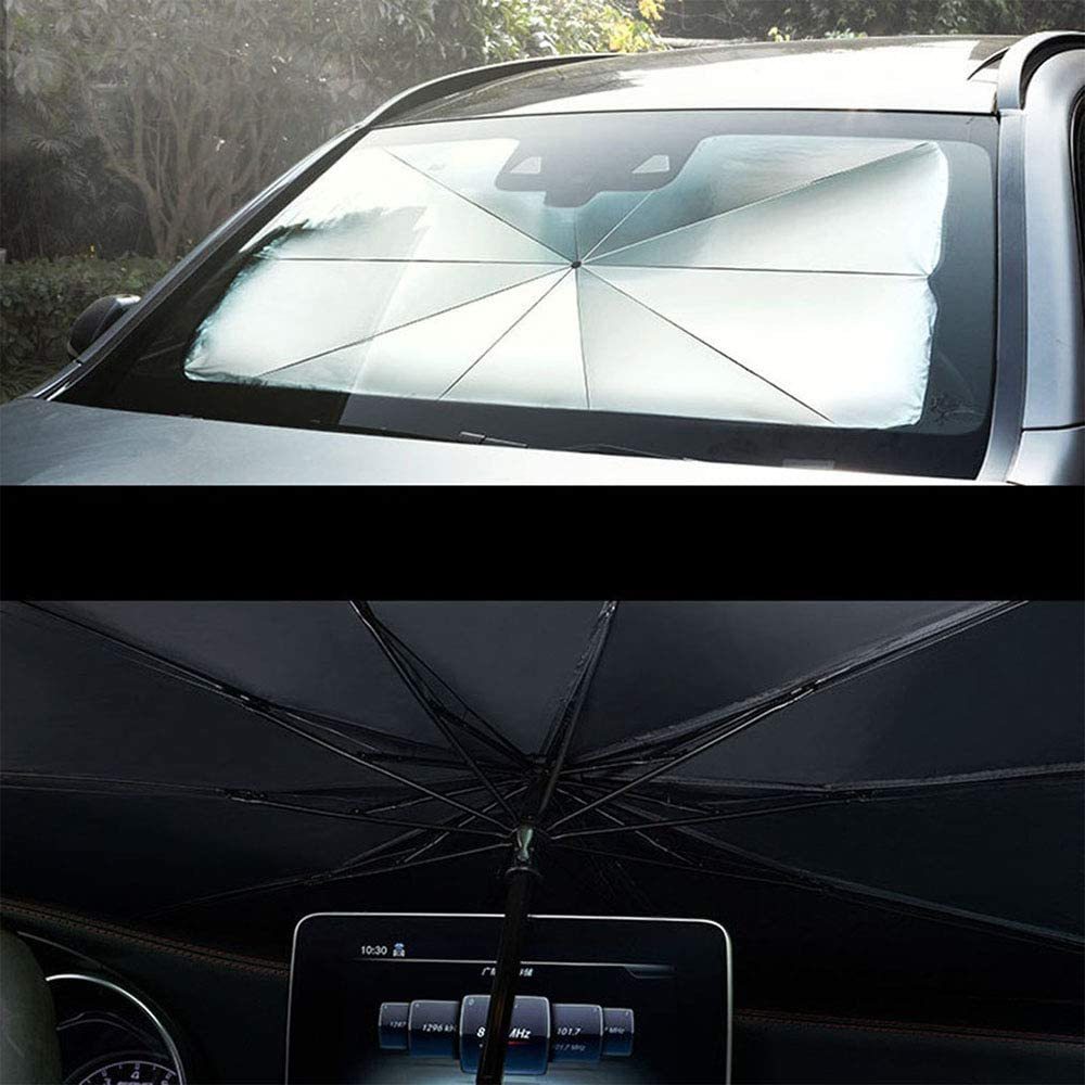 車のフロントガラスの日よけ 車用パラソル サンシェード 車中泊 プライバシー保護 暑さ対策 簡単取付 収納ポーチ付き 遮光 断熱_画像8