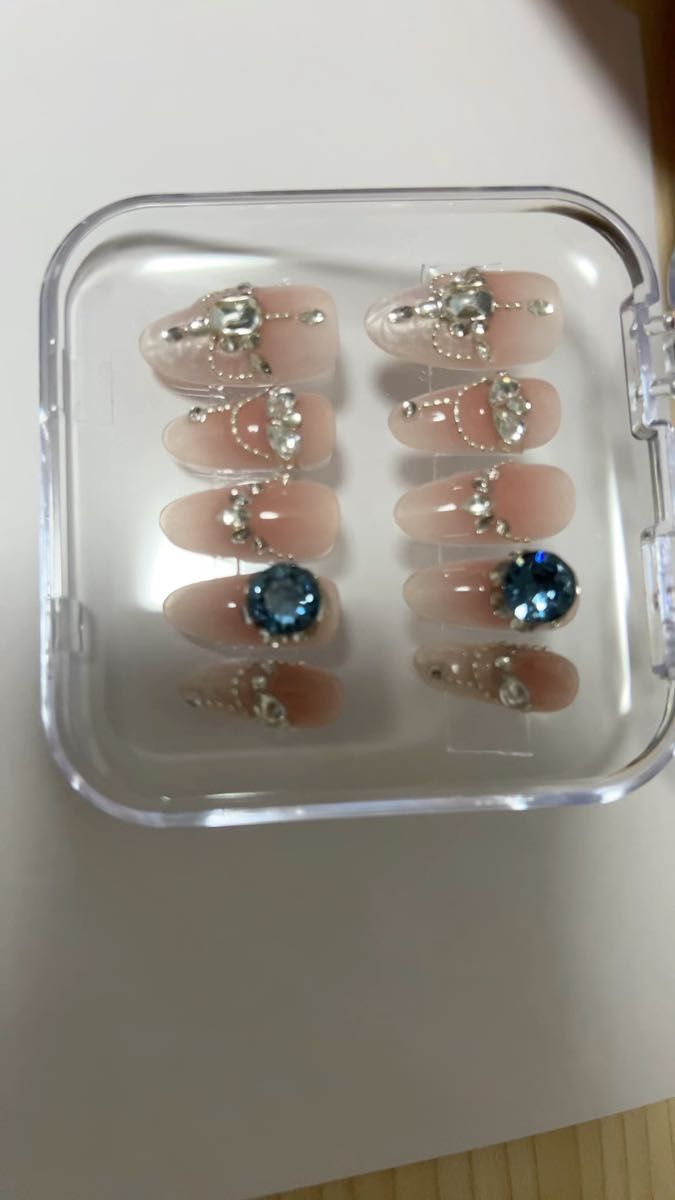ネイルチップ ジェルネイルチップ スワロフスキーダイヤ