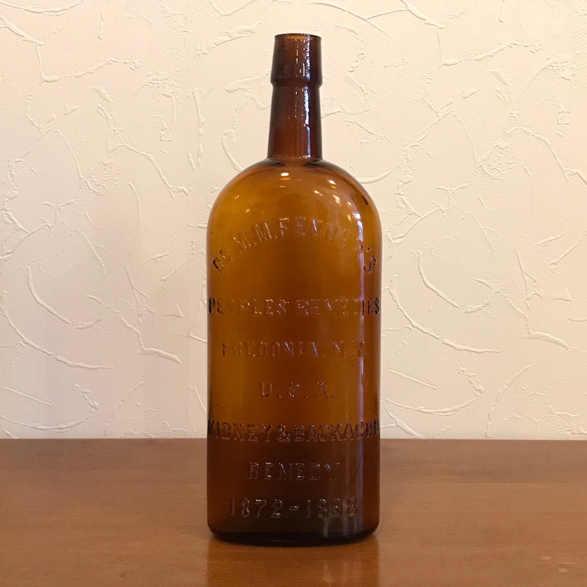 【Antique】Medicine Bottle メディシンボトル 薬品瓶 アンバーガラス エンボス ドライフラワー 什器 アンティーク ヴィンテージ VINTAGE_画像1