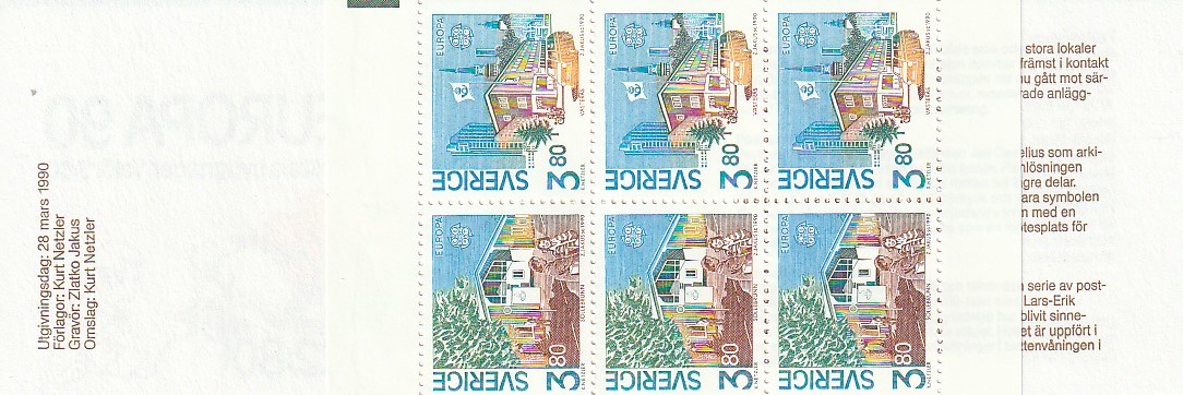 スウェーデン オフィスビル 1990 切手帳 未使用 外国切手 _画像2