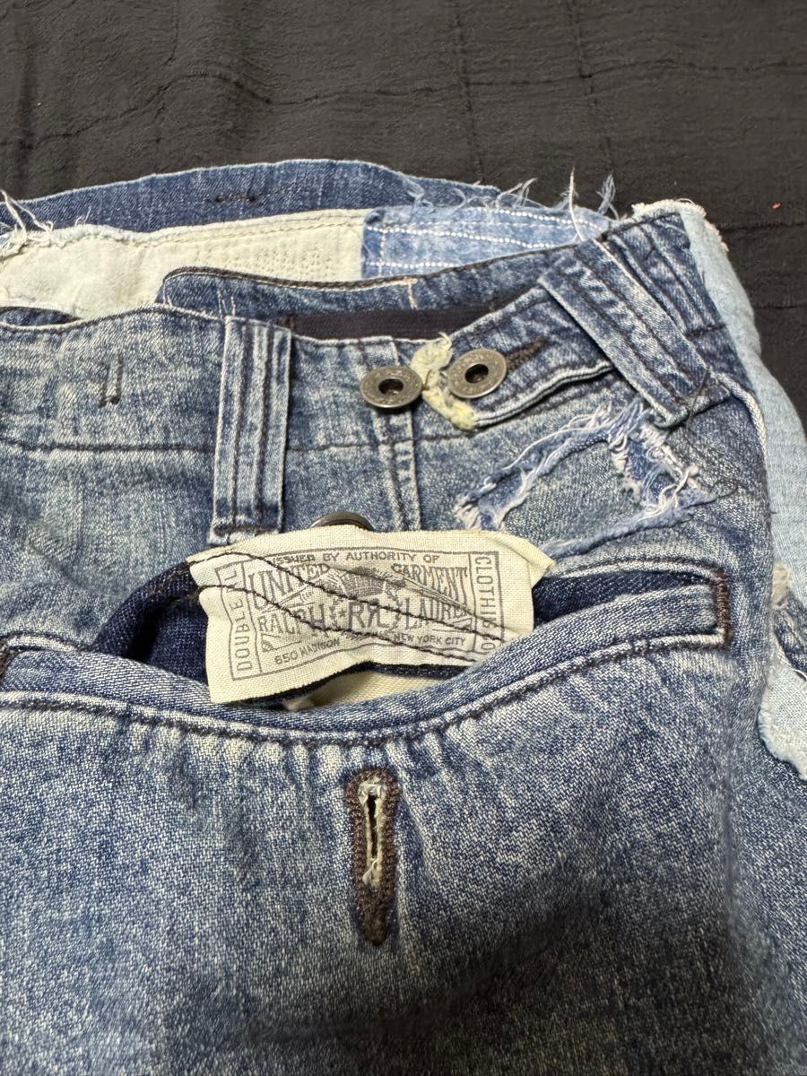 ダブルアールエル RRL デニムパンツ パッチワーク ラルフローレン used RRL ラルフローレン DOUBLE RL ダブルアールエル