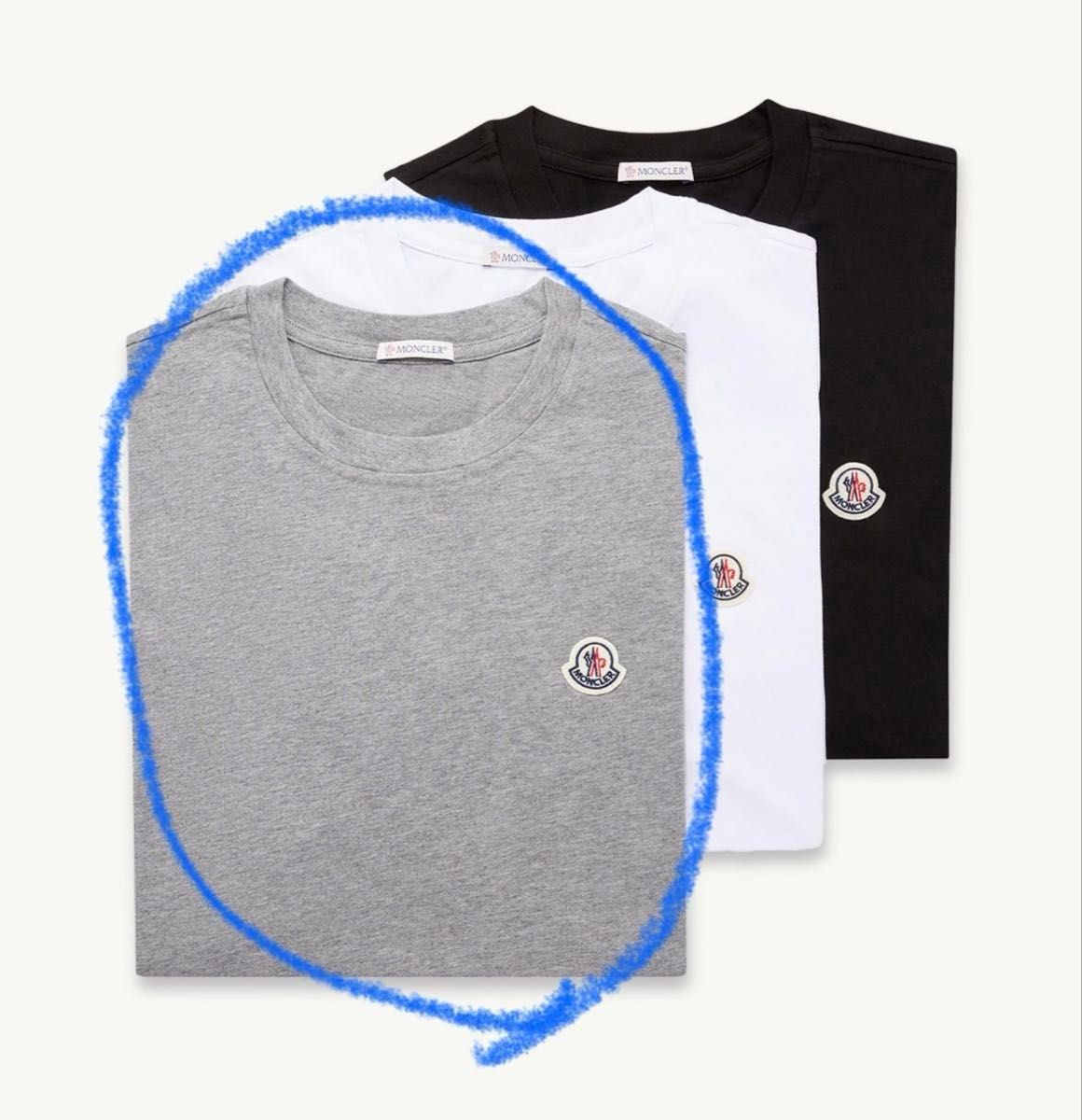 MONCLER グレー Tシャツ Sサイズ モンクレール moncler パックT グレー Sサイズ Tシャツ 綿100