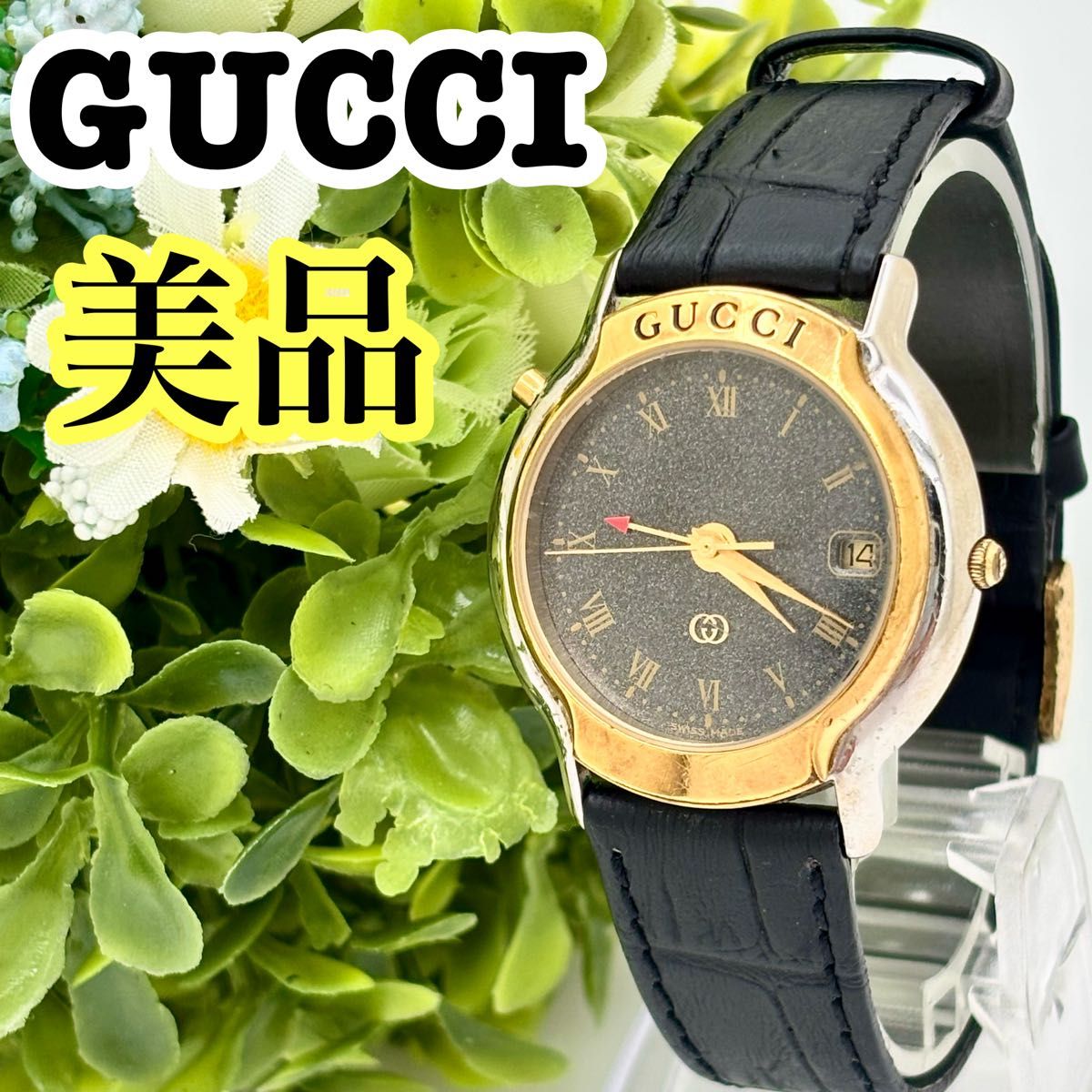 稼働品 GUCCI グッチ 腕時計 デイト 黒文字盤 クォーツ 8200M 美品】GUCCI グッチ メンズ 稼動 GMT 腕時計 黒文字盤 8200M