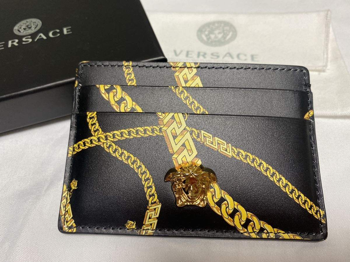 【VERSACE】メデューサ キーリング付きカードケース VERSACE カードケース チェーン メデューサ ブラック ゴールド