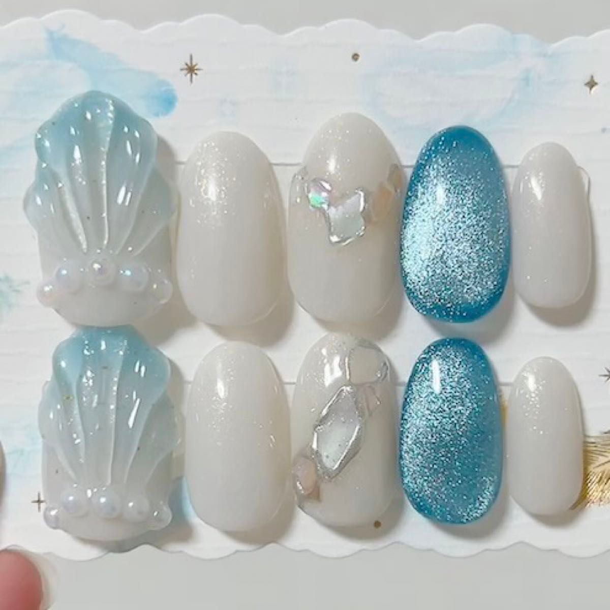 ネイルチップ マグネット マーメイド シェル 夏ネイル うるうる ちゅるん