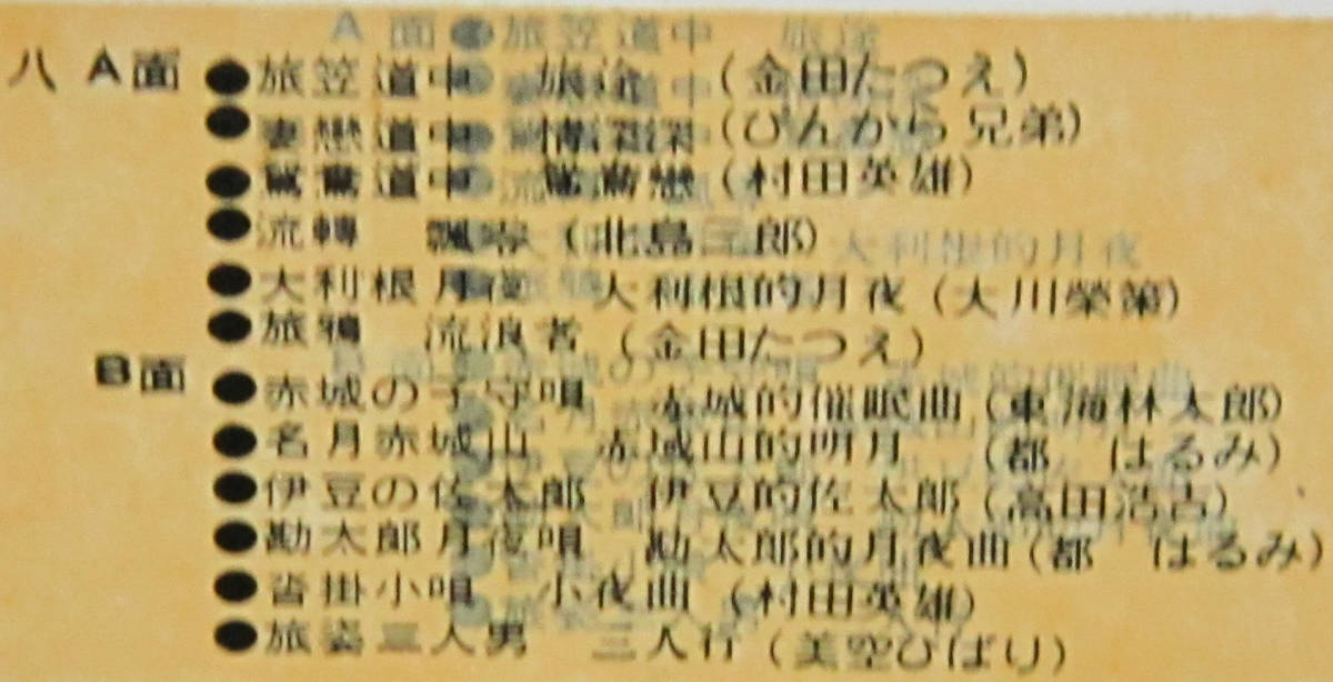 カセットテープ［金田たつえ ぴんから兄弟 村田英雄 北島三郎 大川栄策 東海林太郎 都はるみ 他／演歌大全種8］台湾_画像4