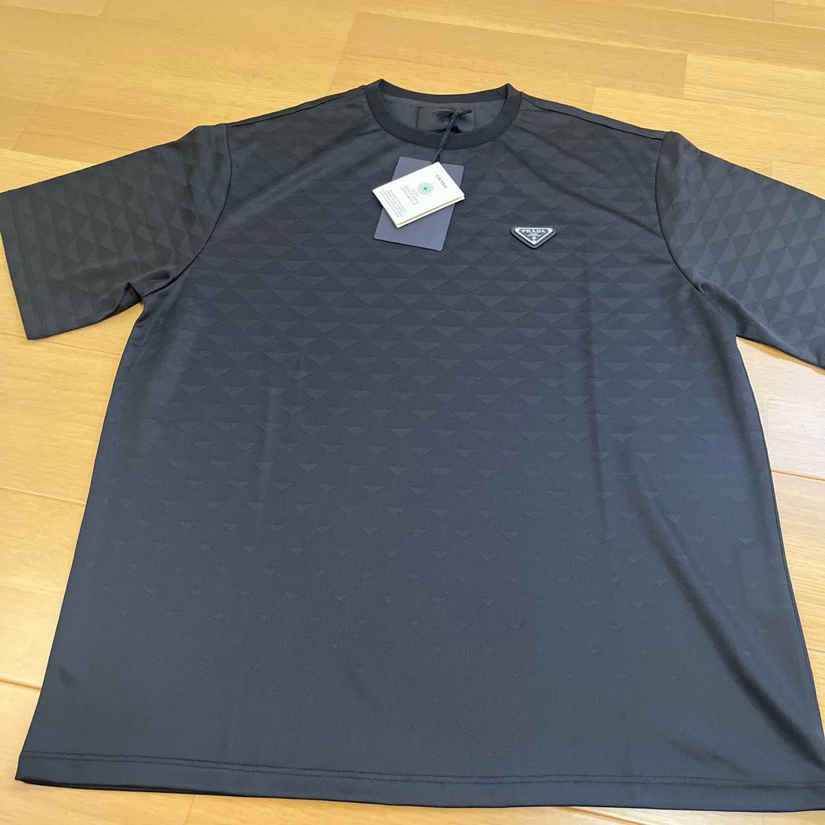 PRADA*トライアングルロゴ ジャージークロップドトップ ブラック PRADA プラダ 本物 新品 三角プレートロゴ トライアングルロゴ T
