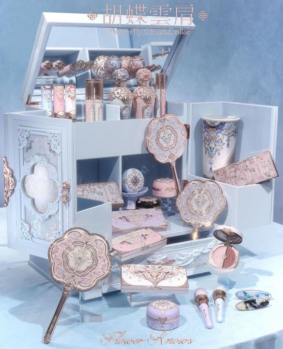 【未使用】フラワーノーズ 新作 胡蝶雲肩 収納ボックス 中華風 非売品 小物入れ 未使用】フラワーノーズ 新作 胡蝶雲肩シリーズ コスメ収納