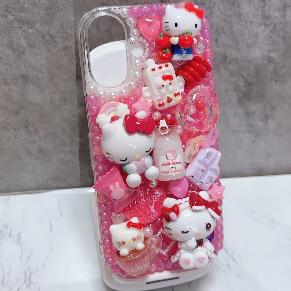 一点限り デコ電 iPhone16 ケース ハローキティ スマホデコ スマホケース iPhoneケース キティちゃん サンリオ