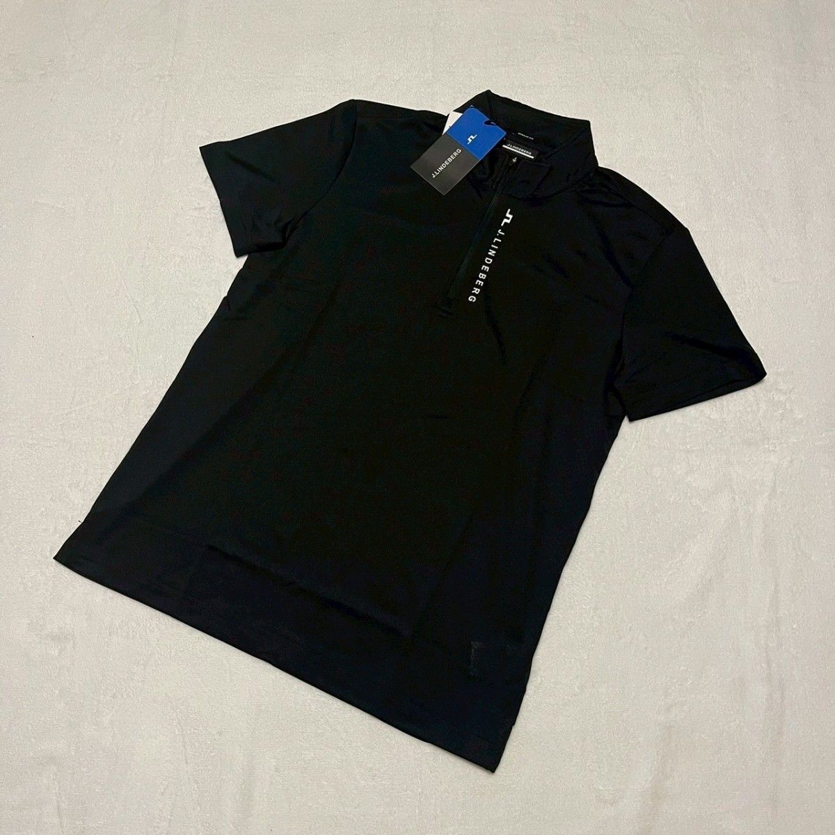 新品 J.LINDEBERG ゴルフ 半袖ポロシャツ ブラック XXL メンズ 新品 J LINDEBERG ゴルフ 半袖ハーフジップシャツ ブラック XXL