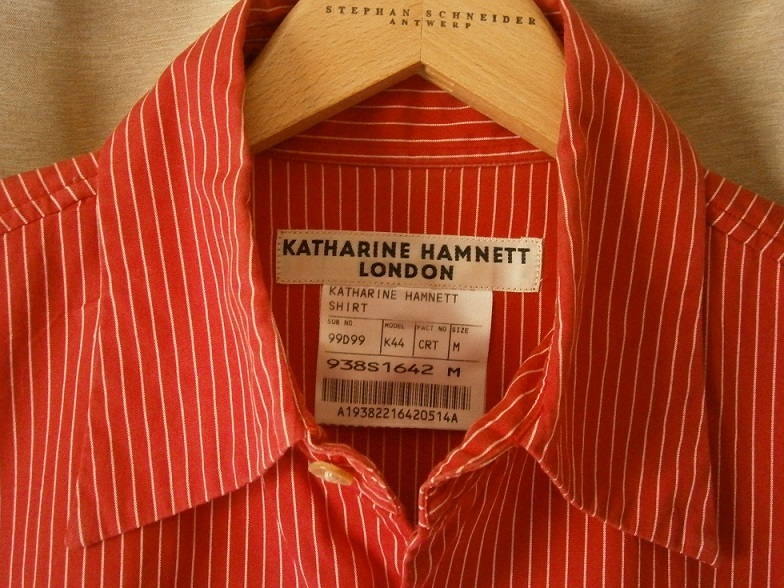 KATHARINE HAMNETT LONDON 半袖シャツ　ストライプ　Ｍサイズ　日本製　キャサリンハムネット　_画像3