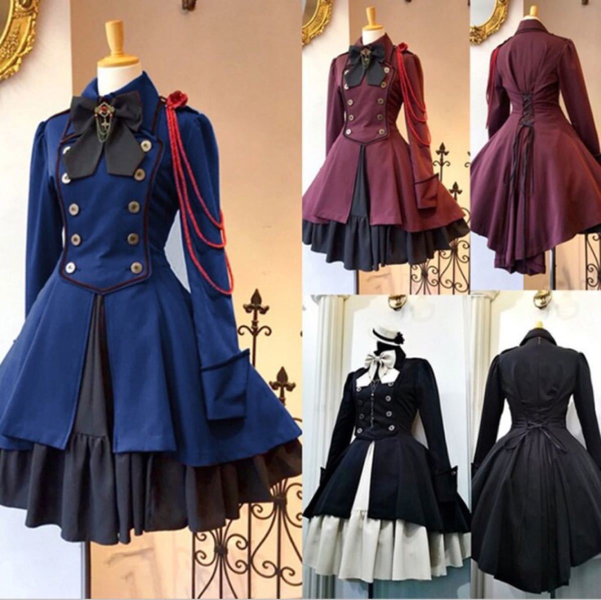 Paypayフリマ 膝丈ワンピース 軍服 ロリータ ワンピース ゴスロリ ドレス コスプレ衣装 Ml