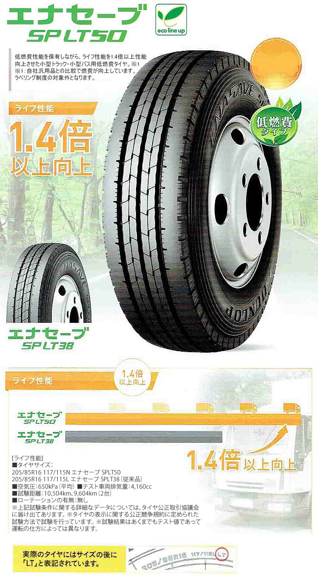 ●送料安♪2024年製造品●195/70R17.5 112/110L エナセーブ SP-LT50M 195/70-17.5 112/110L 195/70/17.5 195-70-17.5 LT トラック用 タテ_●LT規格の高性能ライトトラック用タイヤ●