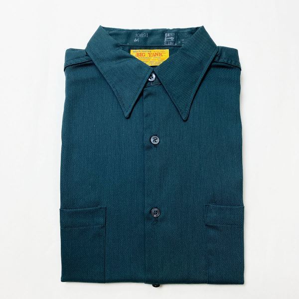 デッドストック 70’s USA製 ビッグヤンク BIGYANK ワークシャツ (M) 緑 半袖 70年代 アメリカ製 未使用品 ユニオンメイド