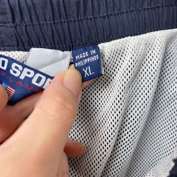 90\'s Polo спорт POLO SPORT внутренний имеется хлопок шорты темно-синий серия (XL)po пудинг Ralph Lauren шорты 90 годы 